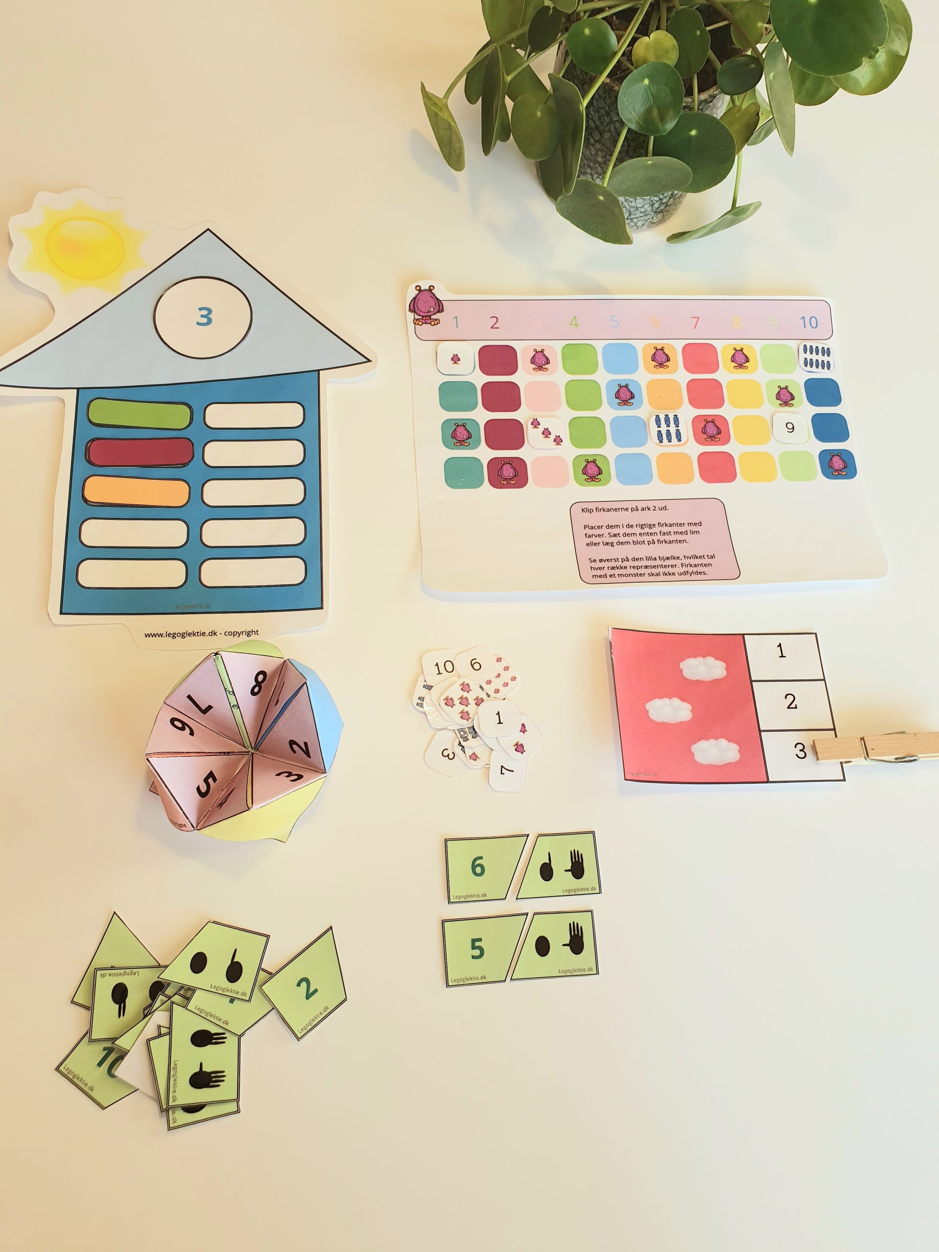 "Lær tal, talmængde og form" - 5 læringsspil (Print selv)
