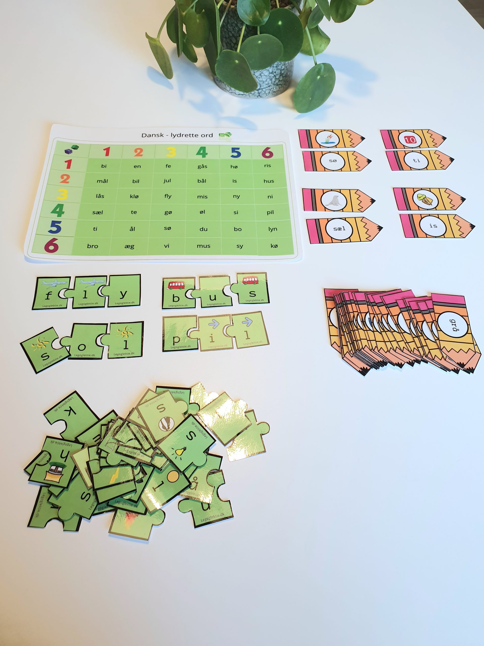"Læs lydrette ord" - 5 læringsspil (Print selv)