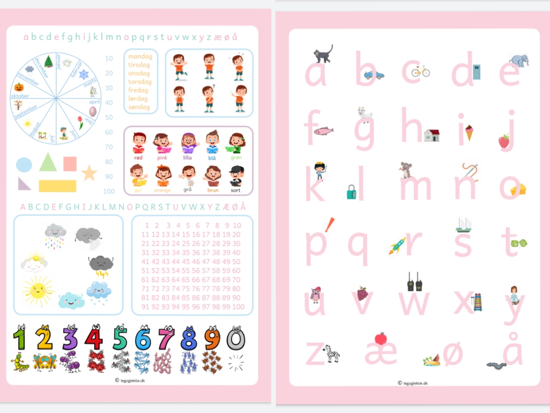 ABC alfabetplakat - lyserød