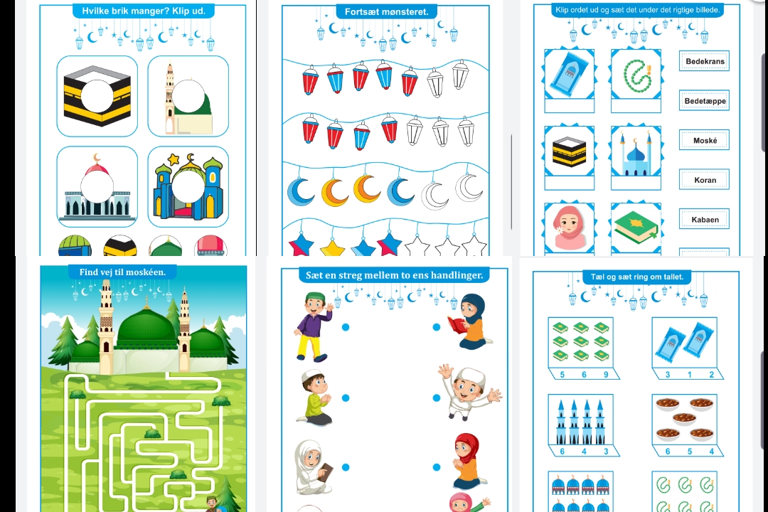 Opgavehæfte med 30 ramadan opgaver 3-8år (Print selv)