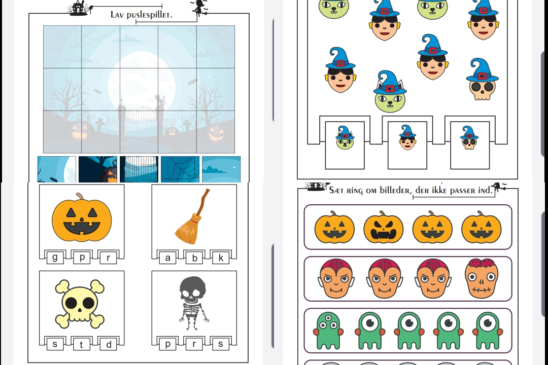 Halloween opgavehæfte (Print selv)
