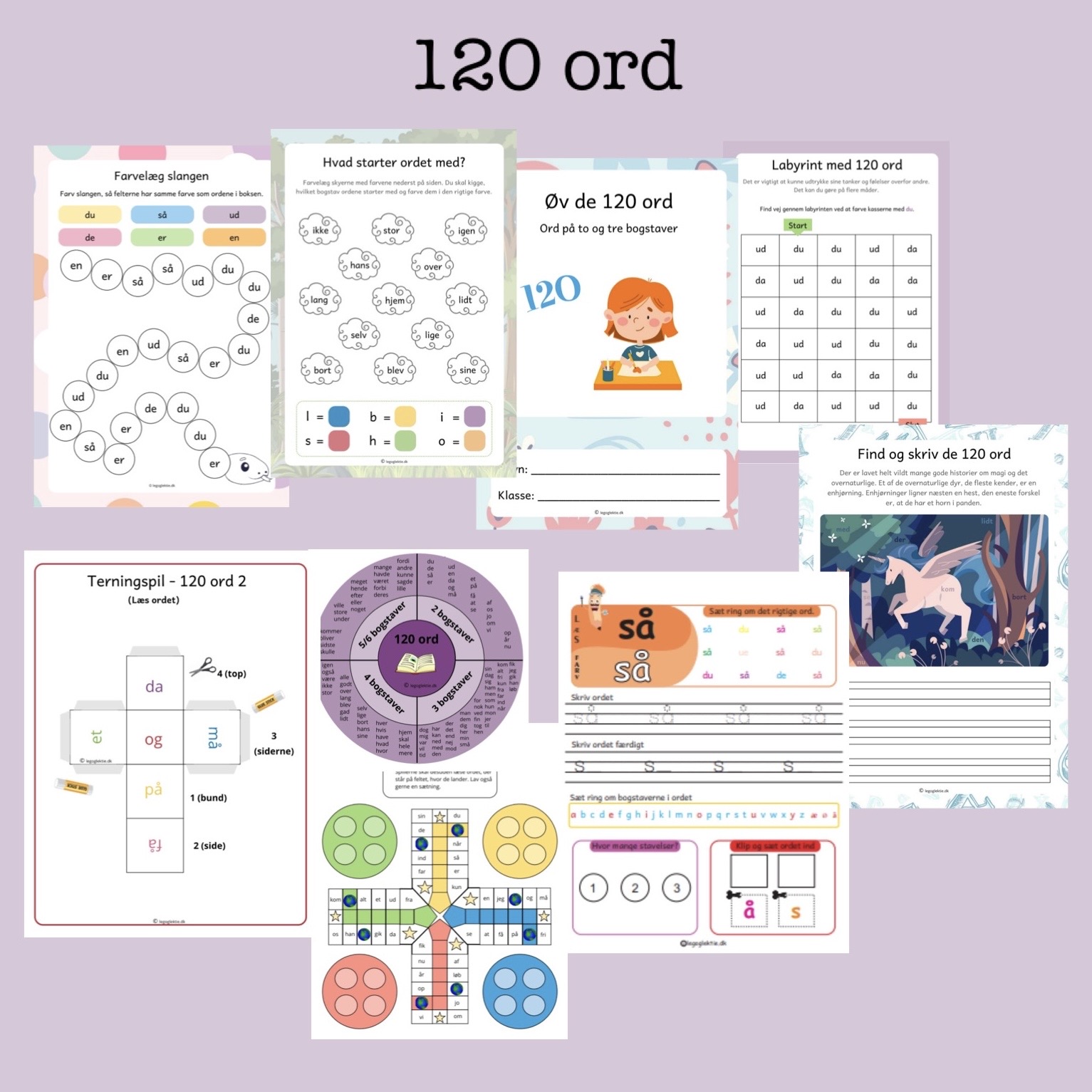 De 120 ord pakke (Print selv)