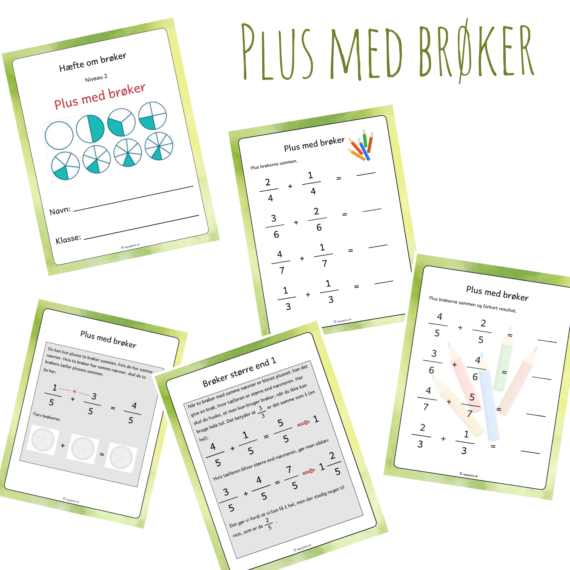 Opgavehæfter om brøker - matematik mellemtrin (Print selv)