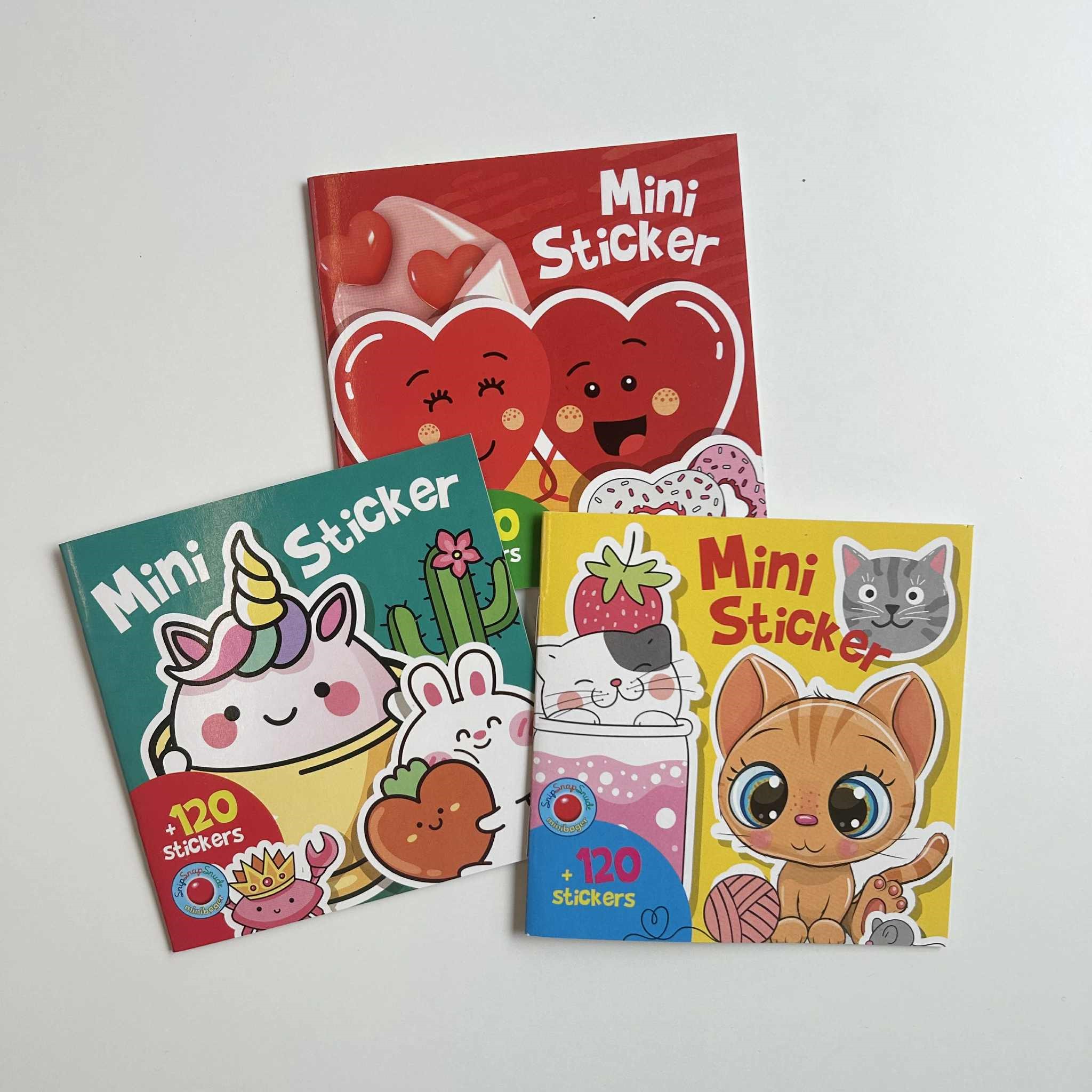 3 x mini klistermærker (Manga figurer, katte og hjerter)