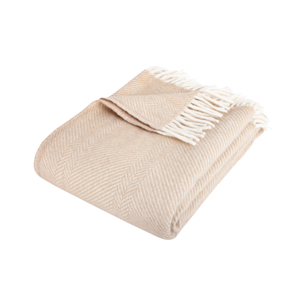 HERRINGBONE Sand uldplaid