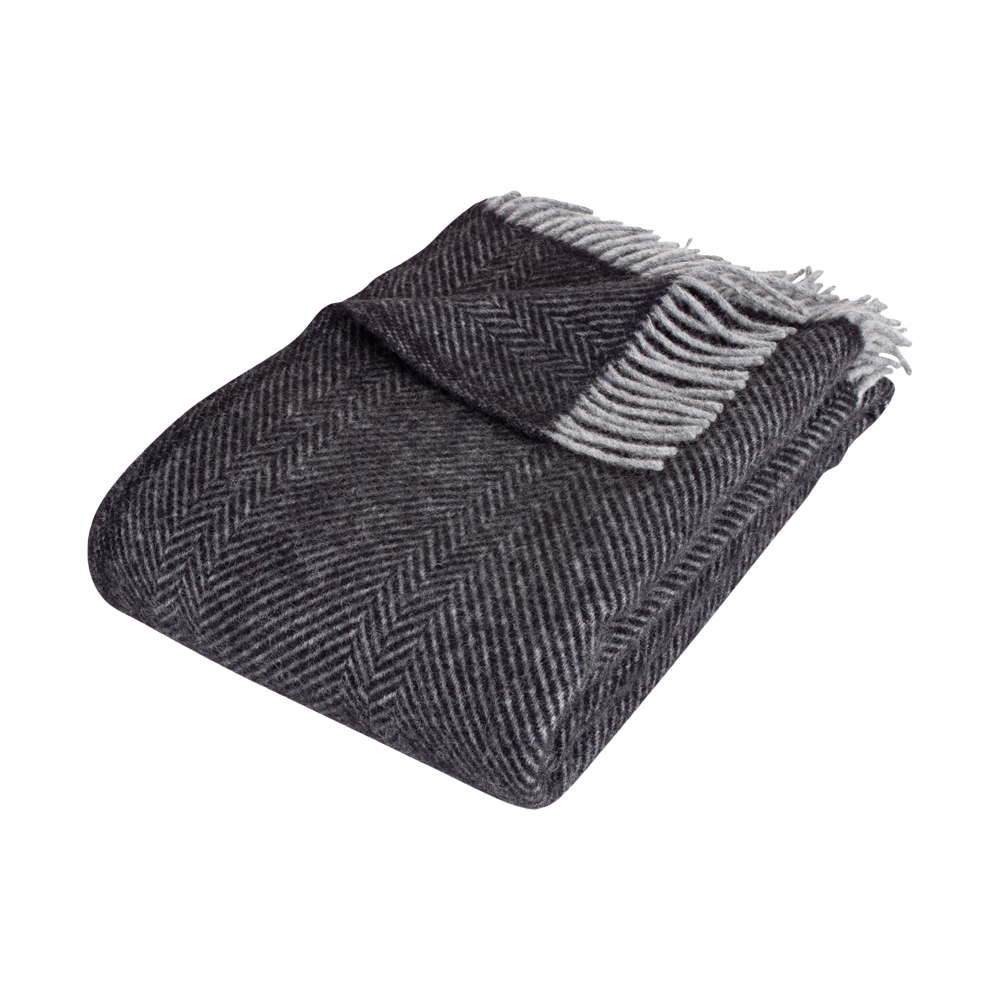 HERRINGBONE Black uldplaid