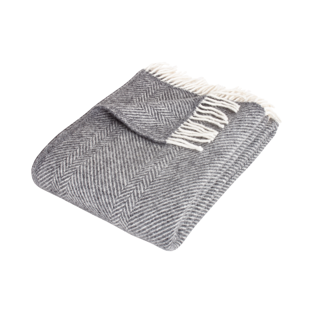 HERRINGBONE Dark Grey Uldplaid