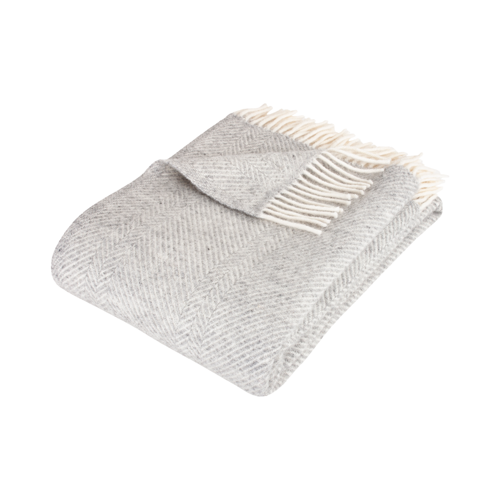 HERRINGBONE Light Grey uldplaid