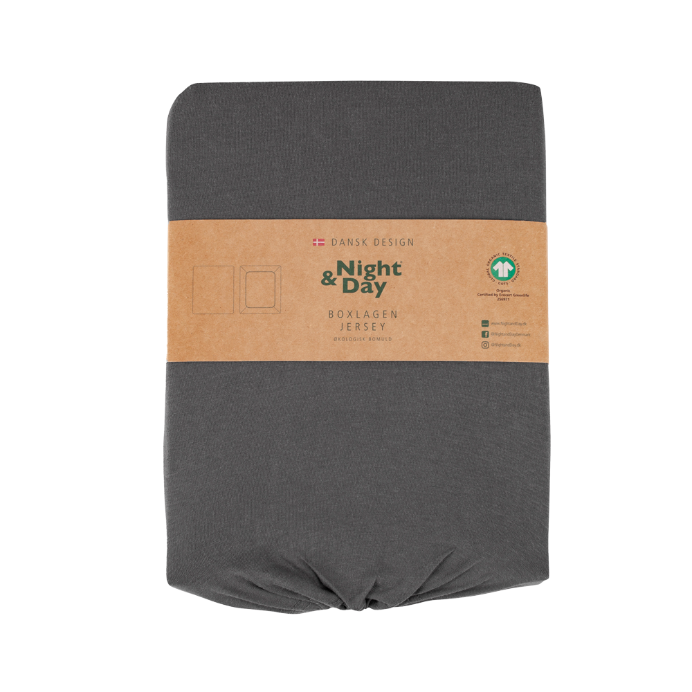 JERSEY Økologisk Boxlagen - 90x200x35 cm - Mørkegrå
