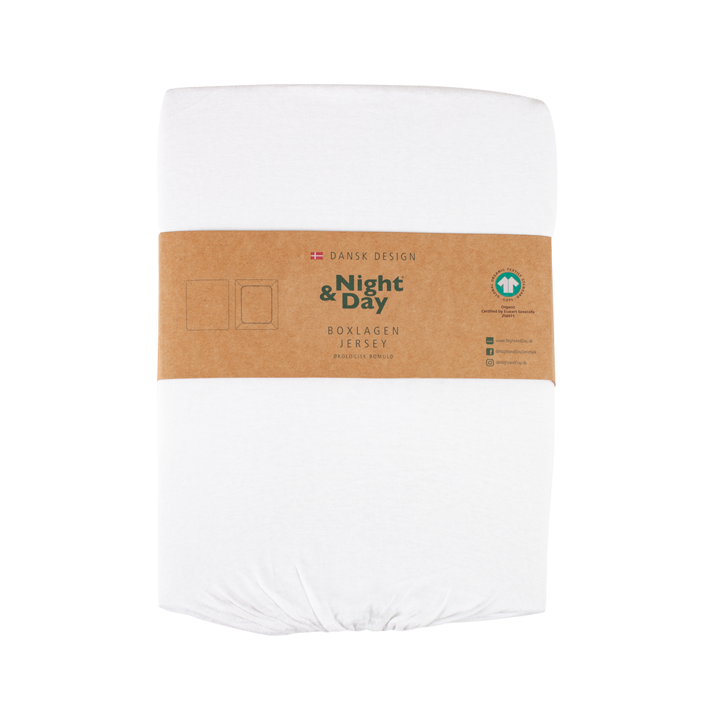 JERSEY Økologisk Boxlagen - 160x200 cm - Hvid