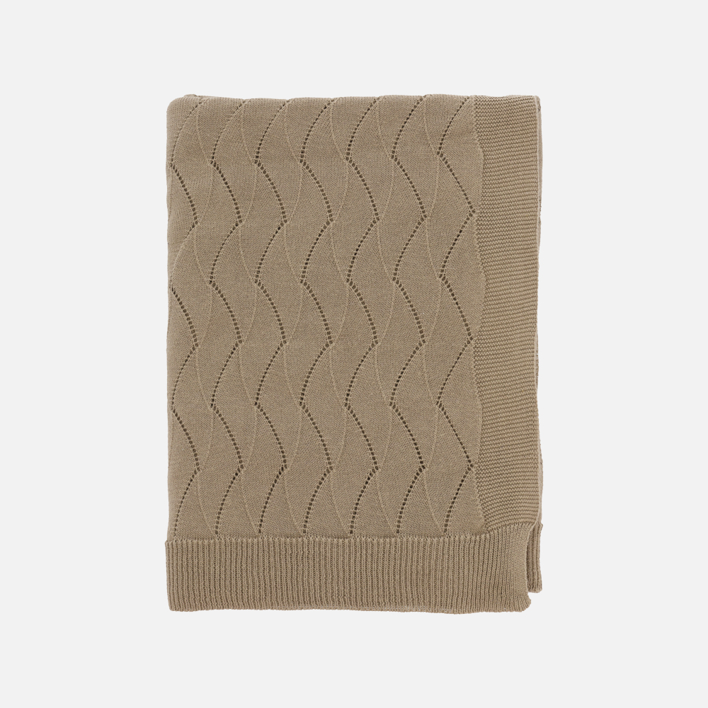 GENTLE Strikket plaid - Beige