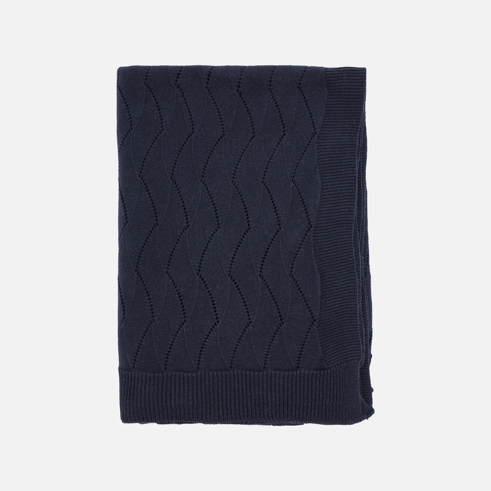 GENTLE Strikket plaid - Mørkeblå