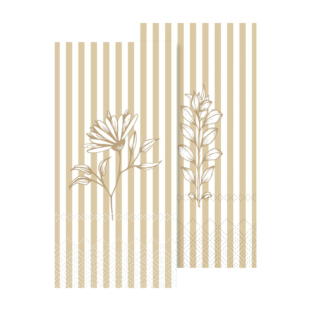 SERVIET m. Striber og blomster 16 stk.