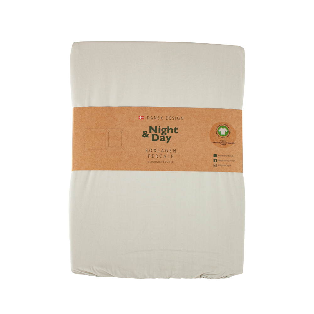 PERCALE Økologisk Boxlagen - 90x200x30 cm - Sand