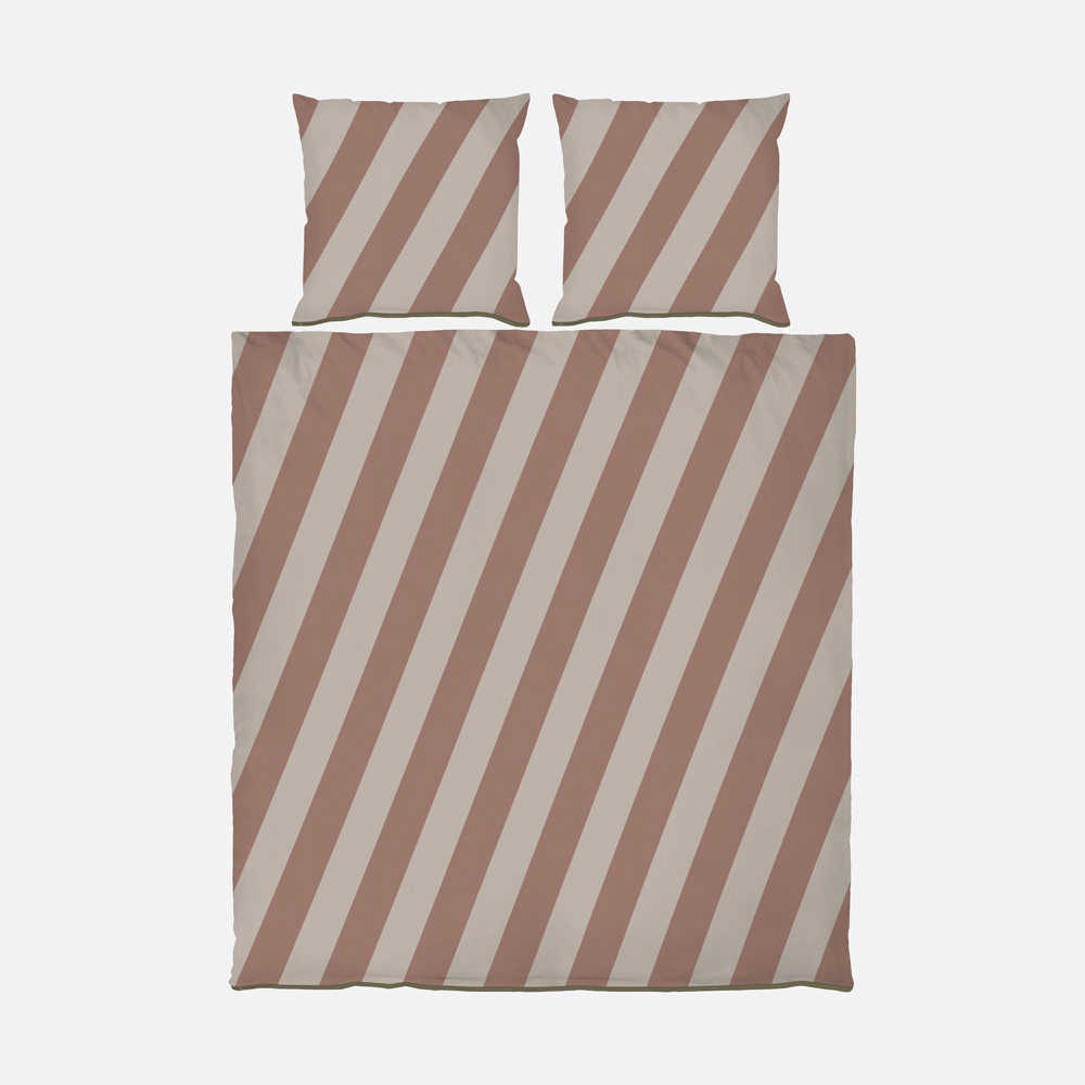 DIAGONAL Sengetøj - Brun - 200x220 cm