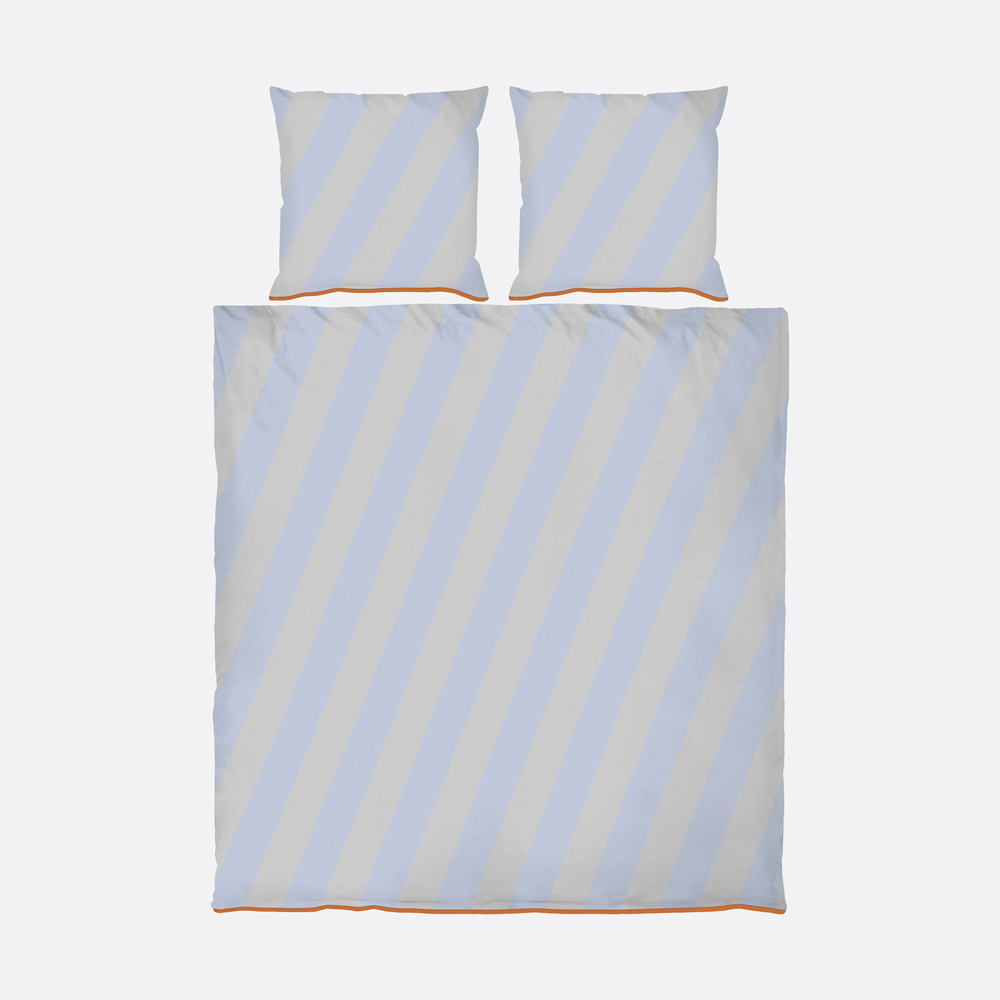DIAGONAL Sengetøj - Lyseblå - 200x220 cm