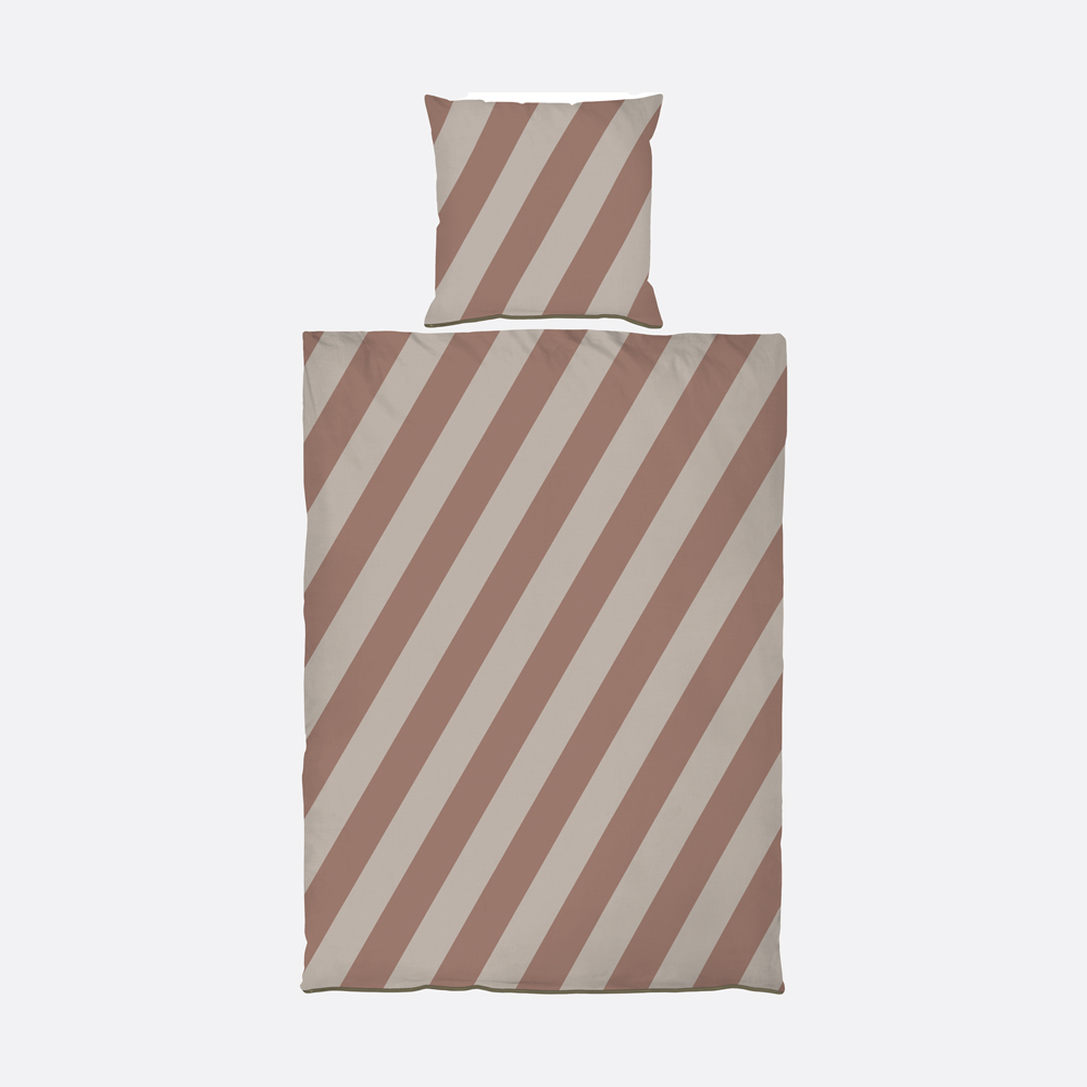 DIAGONAL Sengetøj - Brun - 140x200 cm