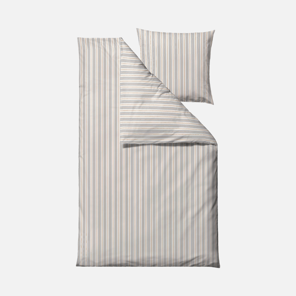 FLOW Sengetøj stribet - 140x220 cm - Lys grå