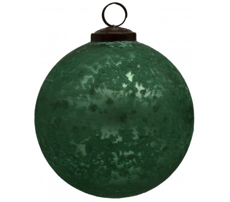 Julekugle i glas Ø12 cm - Antik grøn