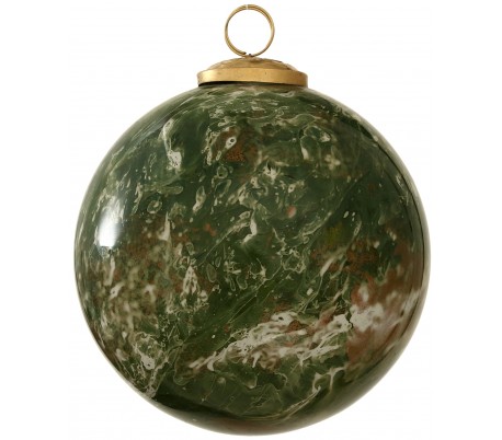 Julekugle i glas Ø12,5 cm - Grøn marmoriseret