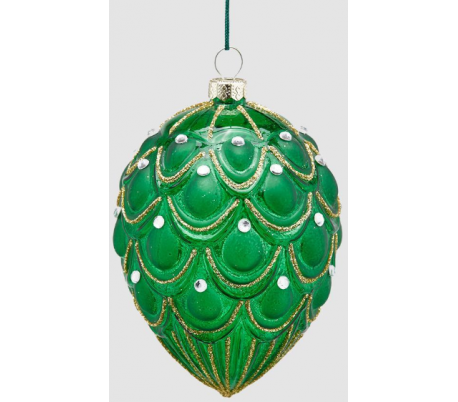 Juleophæng i glas H11 cm - Grøn