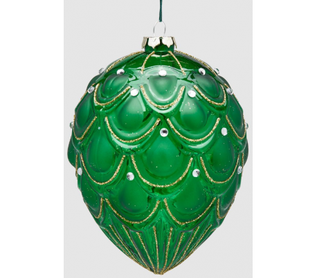 Juleophæng i glas H16 cm - Grøn