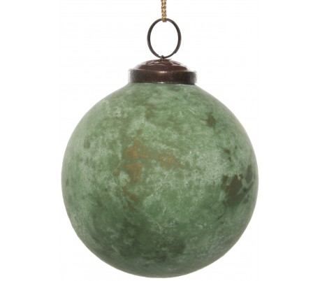 Julekugle i glas Ø10 cm - Oxideret grøn