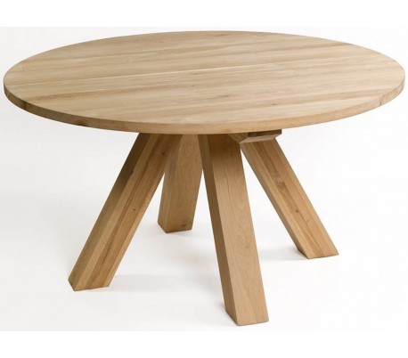 Rundt spisebord i vokset egetræ Ø150 cm - Eg