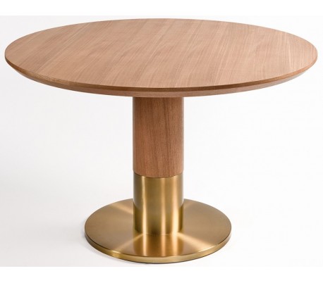 Rundt spisebord i ask træ og metal Ø120 cm - Natur/Guld