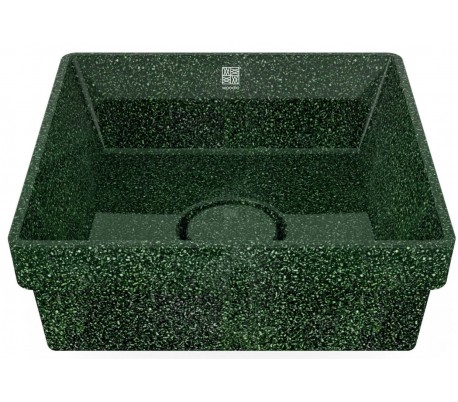 Woodio nedfældet håndvask 40 x 40 cm ECO - Mosgrøn