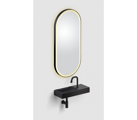 LOOK AT ME vægspejl med lys IP44 100 x 45 cm - Mat sort