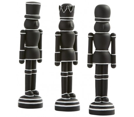 Sæt af 3 nøddeknækkere H34 cm - Sort