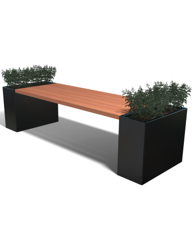 Florida L Havebord B323 cm i stål og douglas træ - Sort