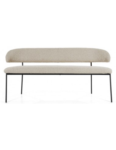 Luka bænk i metal og bouclé B160 cm - Sort/Taupe
