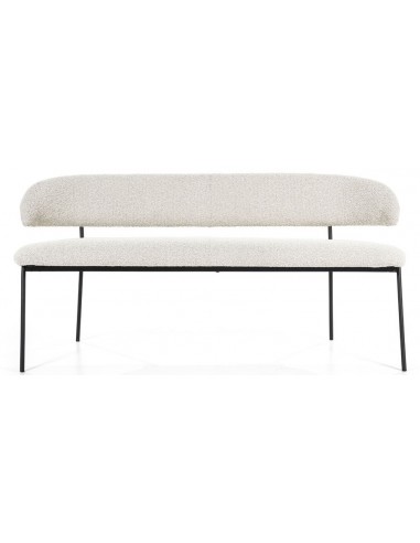 Luka bænk i metal og bouclé B160 cm - Sort/Beige