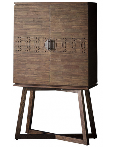 Boho vinskab i mangotræ og mdf H157 x 85 cm - Brun