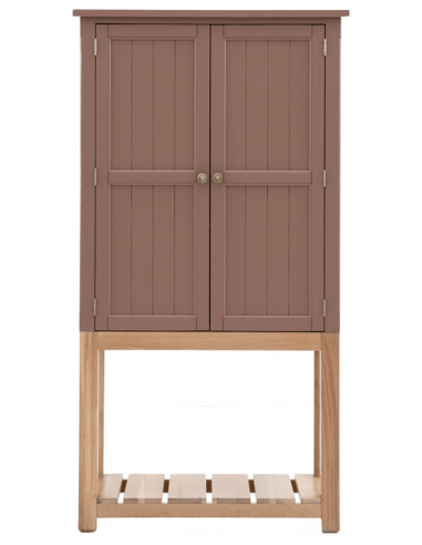Eton vitrineskab i egetræ og mdf H170 cm - Eg/Lerrød