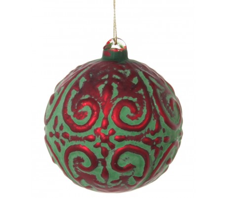 Julekugle Ø8 cm Glas - Rød/Grøn
