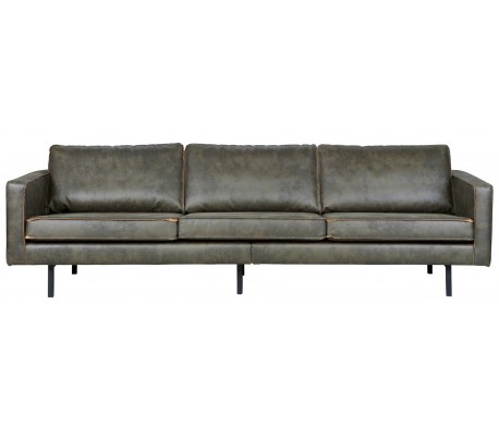 Rodeo 3-personers sofa i læder B277 cm - Vintage armygrøn