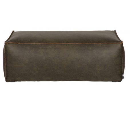 Skammel i læder H43 x B120 x D60 cm - Vintage armygrøn