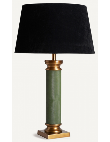 Bordlampe i aluminium og velour H86 cm - Grøn/Sort