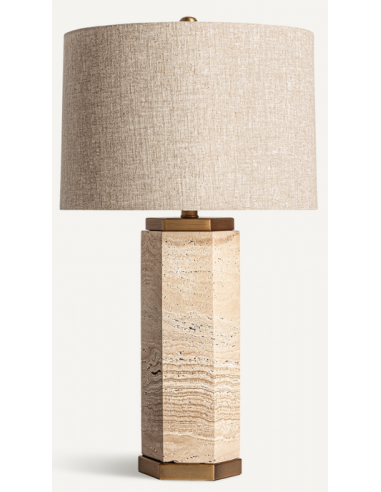 Bordlampe i marmor og linned H71 cm - Beige/Natur