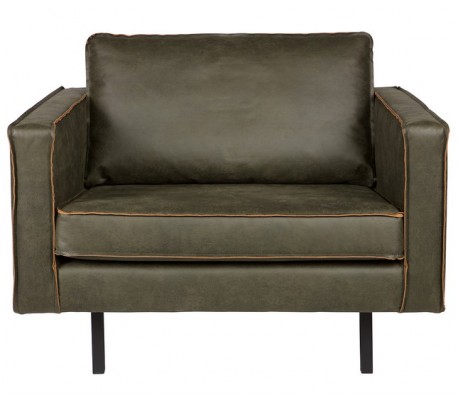 Rodeo Lænestol i læder B105 cm - Vintage armygrøn