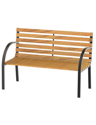 Havebænk i stål og fyrretræ B122 cm - Sort/Natur