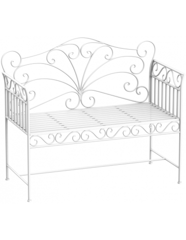Havebænk i metal B113,5 cm - Antik hvid