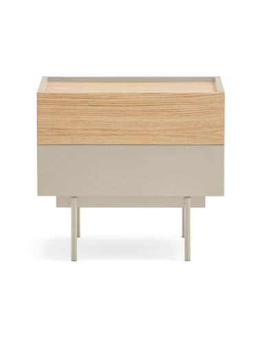 Otto sengebord i metal og melamin B52 cm - Sand/Eg