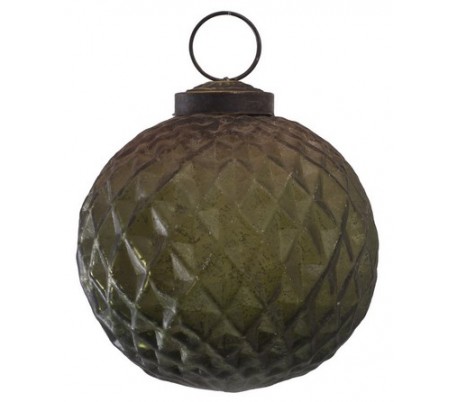 Julekugle i glas Ø7 cm - Grøn/Kobber