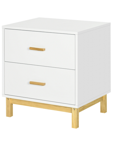 Sengebord i fyrretræ og MDF H55 x B50 cm - Natur/Hvid