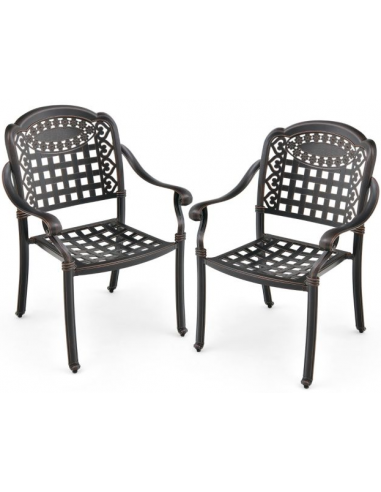 Sæt med 2 x Havestole i aluminium H90 cm - Antik sort