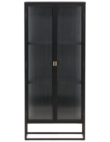 Gari vitrineskab i stål og glas H160 x B70 x D40 cm - Sort